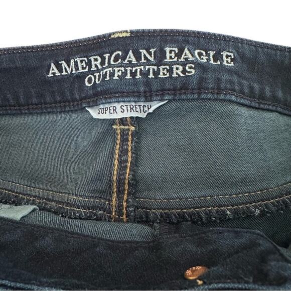 American Eagle Jeans Dark Wash Super Stretch Straight Leg Denim Size 16 Long - Picture 2 of 11